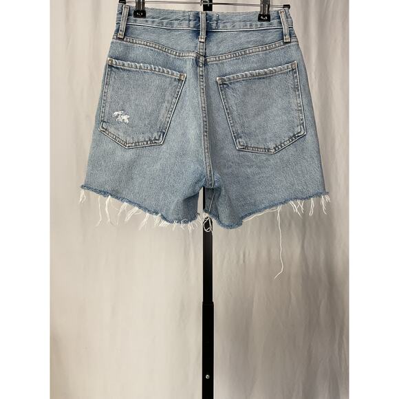 Agolde 'Riley' Blue Cotton Cut-Off Denim Shorts Size 25 - Picture 2 of 5